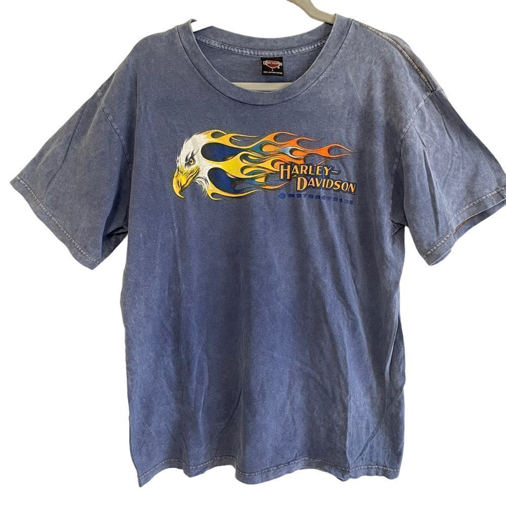 HARLEY DAVIDSON ACID WASHED BLUE TEE SHIRT Patriot, Fairfax VA Men’s Large‎